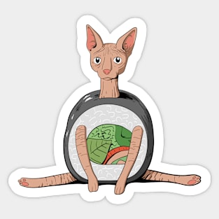 Sphynx Cat Sushi Roll Sticker